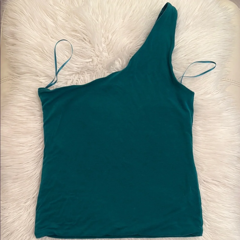 J. Crew Teal One Shoulder Stretch Modal Tank Top Size S
